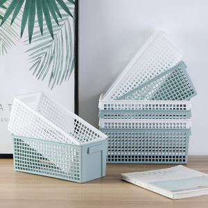 Rectangular Plastic Storage <b>Basket</b> With Handle For Desk Organization And Snack Storage Hollow Design Miscellaneous Storage Frame - Product Image 1