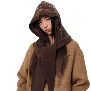 Écharpe en jacquard tricotée 2 en 1, <span class=keywords><strong>bonnet</strong></span> slouchy avec rabat d'<span class=keywords><strong>oreille</strong></span>, <span class=keywords><strong>bonnet</strong></span> baggy slouch, <span class=keywords><strong>bonnet</strong></span> de ski pour l'hiver froid - Product Image 5