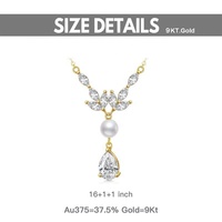 Bijoux fins en or jaune massif 9k collier pendentif en zircon de perles d'eau douce de mariée en gros