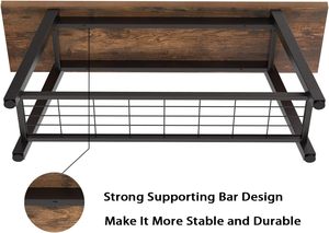 Banco de Almacenamiento Industrial con <span class=keywords><strong>Zapatero</strong></span>, Banco de Entrada Multifuncional de Madera con Estructura Metálica para Pasillo y Sala de Estar - Product Image 3