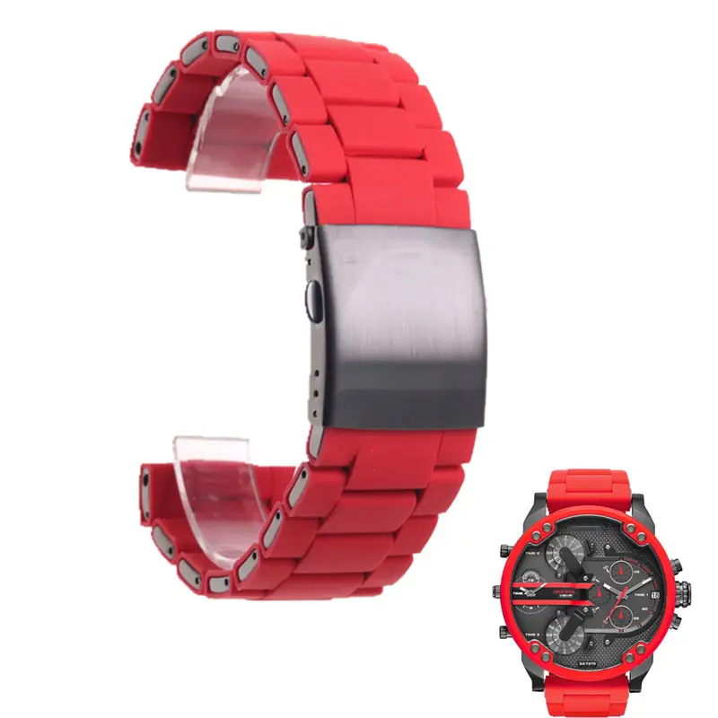 Bracelet de montre knight, à bouche plate, pour hommes, DZ7396/dz770/DZ4289, lanière en caoutchouc et Silicone, 28mm