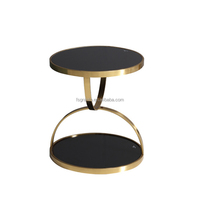 Table d'Angle de Canapé de Salon de Luxe, Petite Table Basse Classique en Acier Inoxydable, Meuble d'Appoint de Chambre