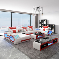 Moderne Design-Wohnlandschaft aus Leder mit LED-Beleuchtung