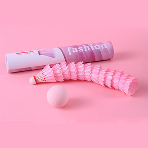 Trend ลูกขนไก่แบดมินตันสีชมพู,ขนห่านทำจากไม้ก๊อกธรรมชาติลูกขนไก่สำหรับฝึกทำราคาถูกแพ็ค12ชิ้น - Product Image 4