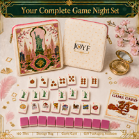 Ensemble de mahjong américain de luxe JOYF, 160 tuiles gravées à dos rose sur le thème de New York, boîte cadeau OEM pour la vente en gros et l'étiquetage privé