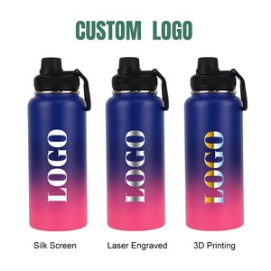 Toptan stoklanan 22oz 25oz 32oz 40oz sızdırmaz paslanmaz çelik eko spor su şişeleri ile degrade renkler toz kaplı - Product Image 4