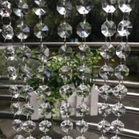 Chaîne de rideau à perles de cristal 14 mm x 1 m de long en acrylique, moderne et luxueuse, pour décoration de toile de fond de mariage, fête, ou de plafond de porte DIY