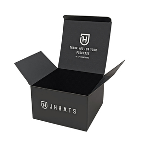 Cajas de Lujo Personalizadas con Logo para Gorras en Cartón Kraft Negro, Empaque Plegable para Sombreros de Viaje y Ropa de Moda - Product Image 1