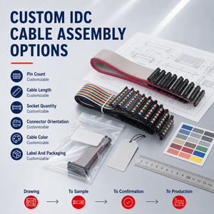 Câble plat IDC vers IDC, pas de 2,54 mm, 6, 10, 14, 16, 20, 40 broches, connecteur femelle multiple, assemblage de fils électriques, OEM ODM - Product Image 4