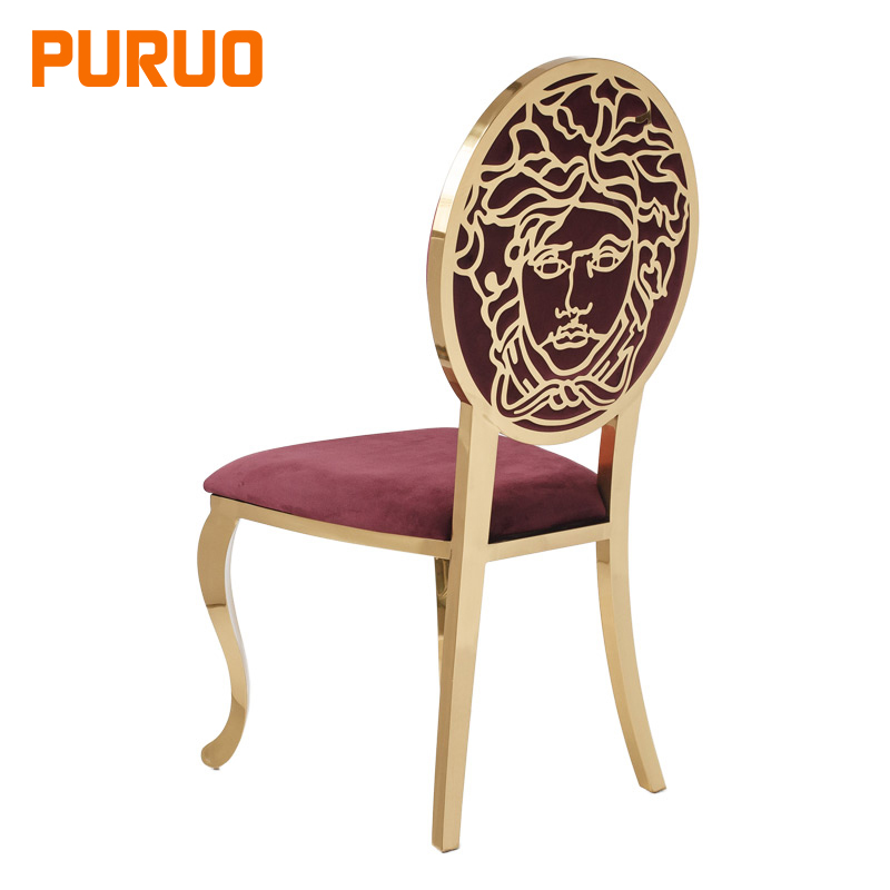 Высококачественное банкетное кресло для отелей, золотой бархатный обеденный стул из нержавеющей стали красного цвета