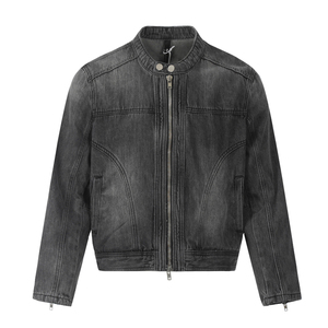 Low Moq Custom New Men's Cropped <strong>Denim</strong> Jacket Fashion Designer <strong>Denim</strong> 100% Cotton ODM Men's <strong>Denim</strong> Vintage Black Jackets - Product Image 1