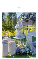 Table à dessert cylindrique en fer forgé - Décoration de réception de mariage et comptoir à gâteaux pour l'affichage d'événements (vente en gros)