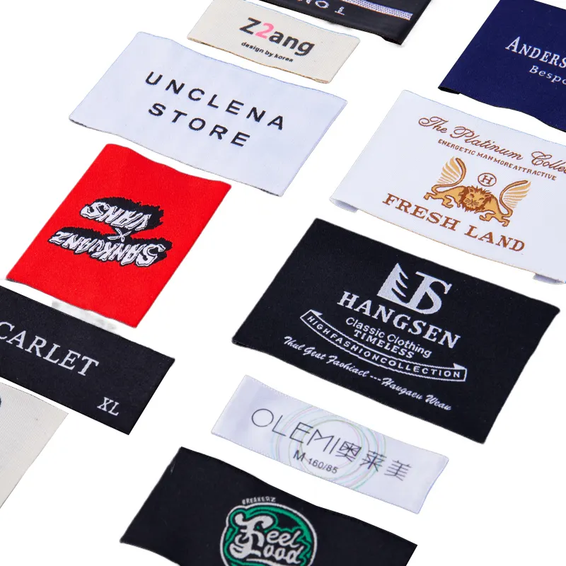 Logotipo de la letra Maserati Etiquetas de alta calidad Diseño de personalización de fábrica Impresora Cosido Lavado Etiquetas tejidas para ropa