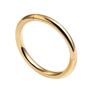 Eternal Metal 14K Solid Gold 18 Gauge Hinged Segment Ring Septum Nose Earring Piercing Jewelry