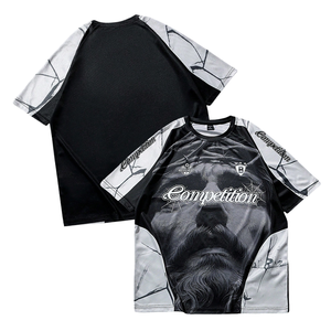 Kaos Jersey Sepak Bola Lengan Pendek Model Boxy Crop dengan Warna-Warna Kustom, Grafis, Bahan Bernapas, Kerah Bulat, Streetwear Pria - Product Image 1