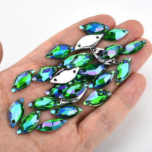 Oleeya resina costura Rhinestone piedras preciosas a granel hoja cristal Strass plano plata espalda coser en diamantes de imitación para vestido de novia - Product Image 5