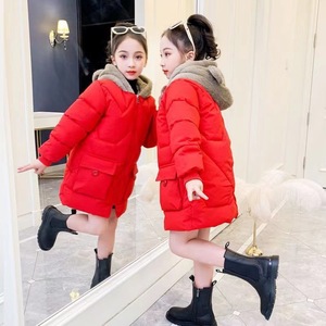 Veste d'hiver rembourrée en coton élégante mi-longue pour <span class=keywords><strong>fille</strong></span> avec capuche à oreilles d'ours Vêtement d'hiver épais décontracté - Product Image 1