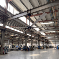 2,5m Axialer Energieeffizienter Geräuscharmer HVLS Industrie-Deckenventilator mit Doppelkugellager und Tastensteuerung, 5 Flügel für Logistik