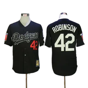 Maillot de baseball blanc Throwback Jackie Robinson pour homme #42 Los Angeles Dodgers S-5XL