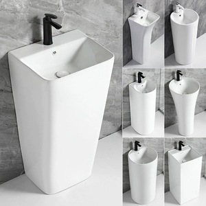 Ceramic Pedestal Basin Irregular Modern Design Durable Home Bathroom Sink - Product Image 2