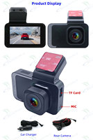 Caméra DVR de voiture 3 pouces, dashcam 720P+480P Wifi, enregistreur DVR avant et arrière, enregistrement en boucle, capteur G