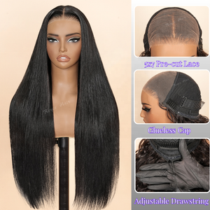 Hot Việt Nguyên tóc giả tóc xương thẳng HD ren phía trước tóc giả tự nhiên tóc con người Invisi dây kéo tóc giả cho phụ nữ da đen - Product Image 3