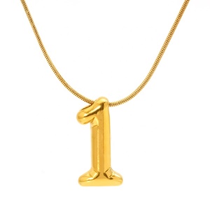ミニマリストトレンディなステンレススチール18K金メッキジュエリーラッキーシングルナンバー1-9型ペンダントネックレス女性用 - Product Image 1