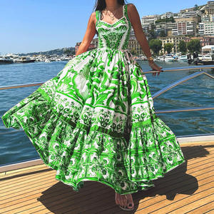 Nuovo stile estivo moda donna temperamento grande Swing medio lungo stampato con bretelle abito da viaggio vacanza abito da spiaggia - Product Image 3