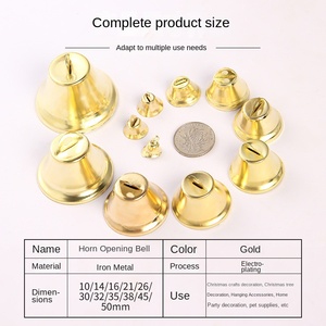 Bán buôn kim loại nhỏ chuông giáng sinh Mặt dây chuyền 10-50mm mạ vàng động vật theo chủ đề khắc mở sừng chuông gió trang trí - Product Image 2