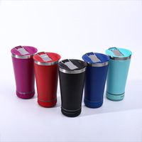 Tasse isotherme Bluetooth transfrontalière en acier inoxydable 304 de 16 oz avec ouvre-bouteille intégré pour bière et isolation thermique, idéale pour la voiture