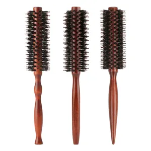 Abeis Set di 3 Manico In Legno Spazzola di Capelli Rotonda Arricciatura Dei Capelli Pettine Anti-Statica Naturale Per Lo Styling Dei Capelli Ricci Pennello