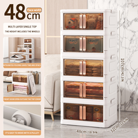 Armoire en plastique pliable multi-niveaux gain de place 48 cm de large pour vêtements, jouets, articles divers, empilable, en PP, pliable