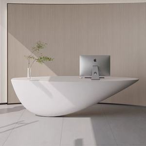 Jufengshang Painted Beauty <b>Salon</b> Cashier Desk Irregular Arc Semicircle Office <b>Furniture</b> for Company Reception Bar Counter - Product Image 3