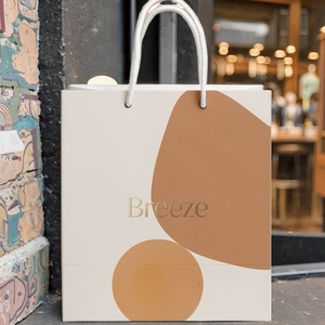 Sacs en papier personnalisés, sac cadeau, design tendance, recyclable, kraft, imprimé intégral, poignée en corde de coton, sac fourre-tout pour le shopping - Product Image 2