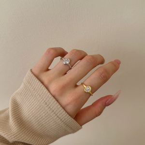 Dylam Exquisite Classic Design Fine Jewelry Brushed Surface Sterling <b>Silver</b> <b>Solitaire</b> Diamond Oval 5A Zirconia Wedding <b>Rings</b> - Product Image 2
