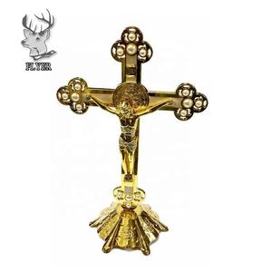Escultura de Metal de latón fundido, escultura de Cruz de crucifijo de Jesús de pie para regalos religiosos - Product Image 4
