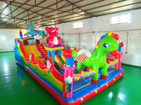 Château gonflable licorne animale de dessin animé avec plusieurs toboggans, en PVC robuste de 0,55 mm, idéal pour la location de fêtes et les activités de divertissement