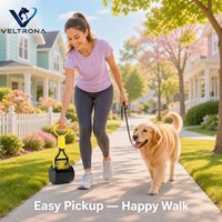Ramasse-crottes pour chien à ressort ergonomique, poignée à gâchette, jaune et noir, en plastique, pour nettoyage des déchets d'animaux en extérieur, 5 couleurs