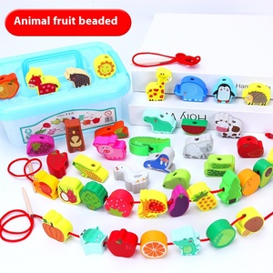 Blocs de construction éducatifs en bois et perles de ficelle jouet d'éducation précoce pour les nourrissons jeunes enfants âgés de 2-3-4 ans pour les demi-garçons - Product Image 6
