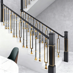 Rampe d'escalier moderne en alliage aluminium-magnésium, style luxe léger, personnalisable pour balcons, hôtels et villas - Product Image 2