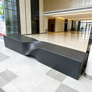Banc courbé personnalisable en PRV Y671, résistant aux UV, faible entretien, pour terrasses <span class=keywords><strong>de</strong></span> centres commerciaux et d'hôtels - Product Image 1