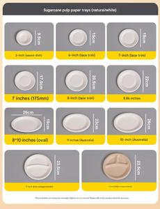 Assiettes jetables personnalisées en bagasse de canne à sucre, compostables et écologiques, de 5, 6, 7, 8, 9, 10 pouces, pour fêtes et dîners - Product Image 6