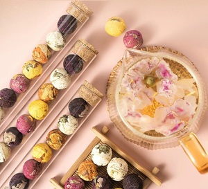 Pack de 8 pièces Boule à thé en fleurs sèches naturelles Tubes en verre Thé de santé <span class=keywords><strong>pour</strong></span> hibiscus rose comprenant des infusions florales variées - Product Image 1