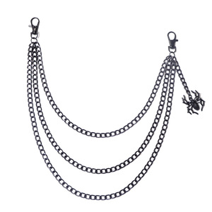 Cadena de Cintura Unisex de Doble Capa con Colgante de Araña, Cadena de Metal de Aleación de Zinc Negra, Accesorio de Moda Hip Hop para Uso Diario - Product Image 5