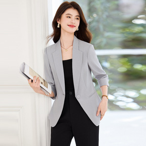 Women's Summer Thin Blazer Three Quarter Sleeve Solid Color Breathable Lightweight Jacket For Casual Wear - Product Image 4