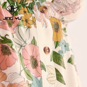 Summer Beach Print Sleeveless Button-down square Neck Elegant Dress High-quality Comfortable Linen Cotton Short Dress - Product Image 5
