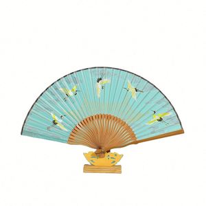 Abanico Plegable Ecológico de Verano con Mango Carbonizado y Borlas, Diseño Clásico Chino de Estilo Antiguo para Año Nuevo, Artesanía de Bambú - Product Image 1