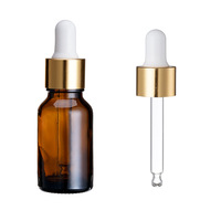 Bouchons compte-gouttes en aluminium or, argent, noir 18/410 avec pipette en verre à extrémité conique pour flacon en verre, idéal pour cosmétiques et huiles essentielles