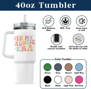 Gobelet en acier inoxydable personnalisé Auntie Era avec poignée Cadeau d'<span class=keywords><strong>annonce</strong></span> pour bébé Bouteille d'eau My Auntie Era Travel Cup - Product Image 6