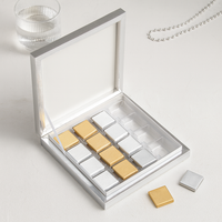 Boîtes Cadeaux Vides en Carton de Luxe Argentées à 16 Compartiments 4x4 pour Chocolats Faits Main de Noël, Faveurs de Fête de Luxe Colorées